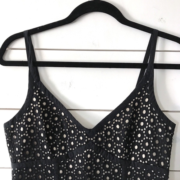 Susana Monaco Black Eyelet V-Neck Cocktail Dress - Picture 3 of 8